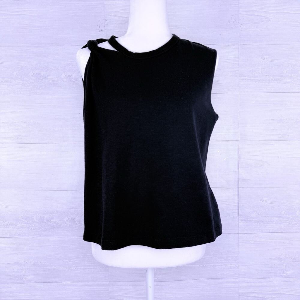 Current Elliot Shoulder‎ Twist Knot Tank Top Size 0 Black Boxy Oversized Goth